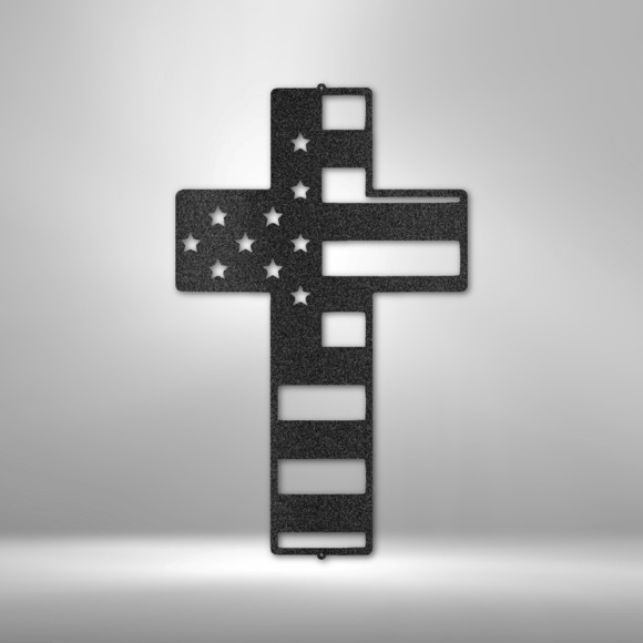 Scripture Sign Flag Cross Steel Sign Laser Cut Powder Coated Home & Office Meta